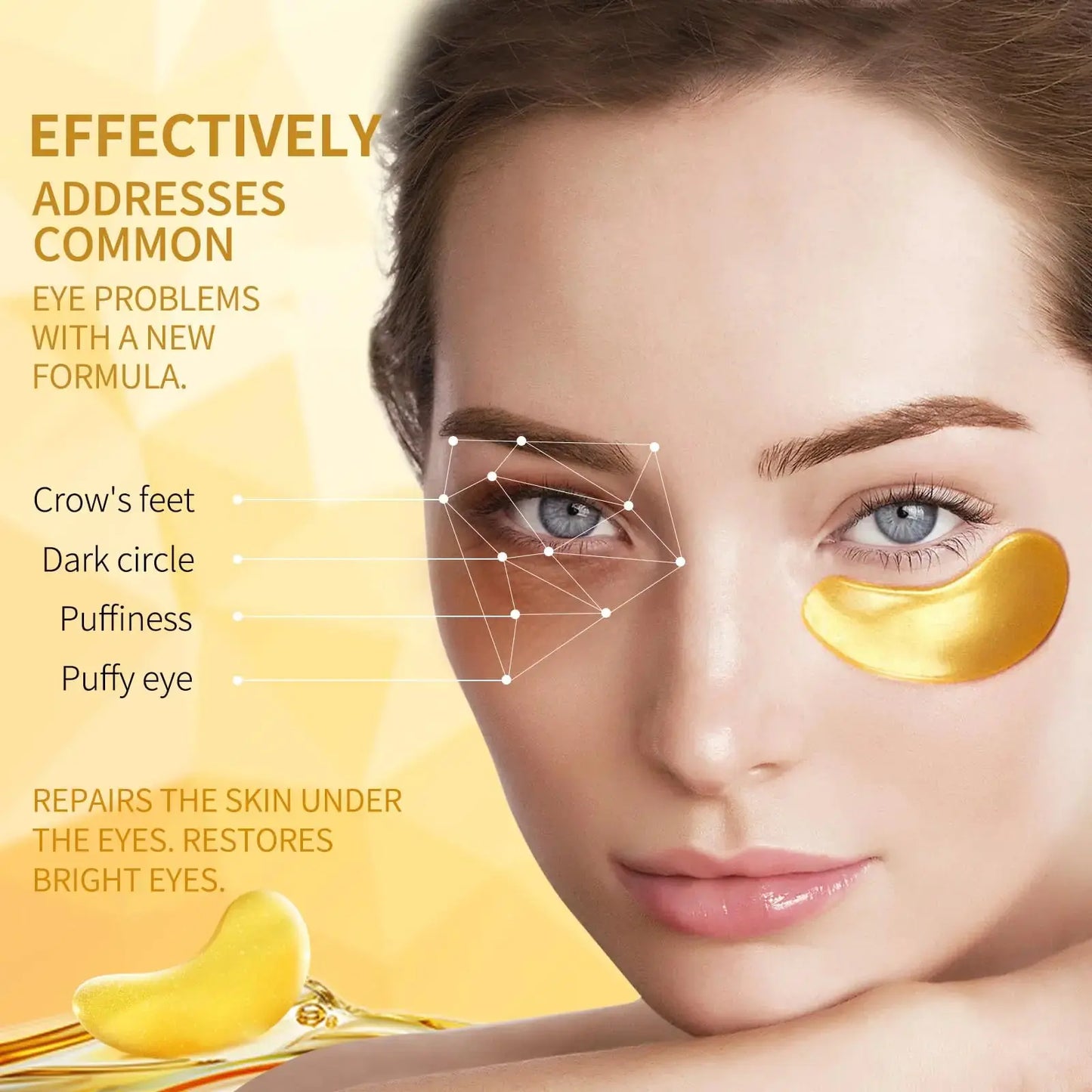 Tunbot Under Eye Patches - 60 Pieces - 24k Gold Eye Mask - Anti-Aging - Contains Collagen and Hyaluronic Acid - Removes Dark Circles, Puffiness and Wrinkles, Moisturizes - Home Beauty Chamomile My Store