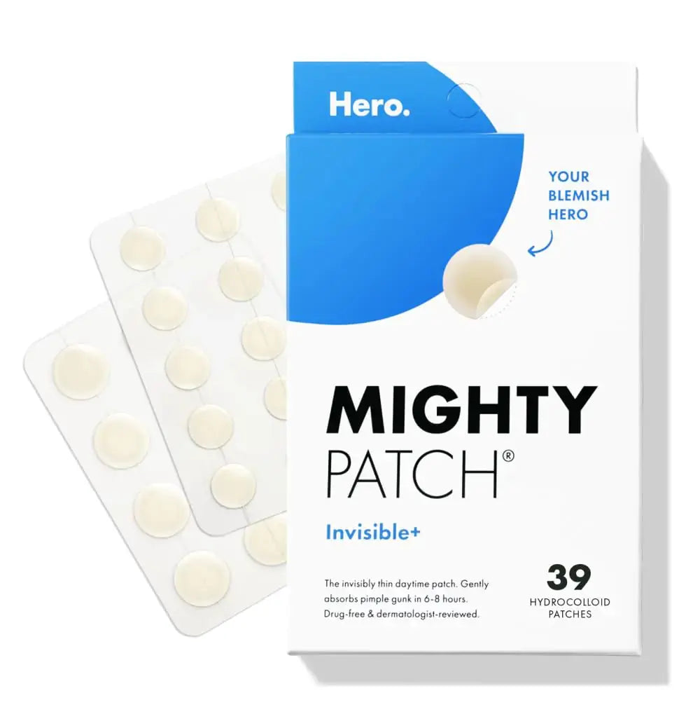 Hero Cosmetics Mighty Patch™ Invisible+ Patch - Daytime Hydrocolloid Acne Pimple Patches for Covering Zits and Blemishes, Ultra Thin Spot Stickers for Face and Skin, Vegan-friendly (39 Count) 39 Count (Pack of 1) Invisible Acne Patches Pack My Store