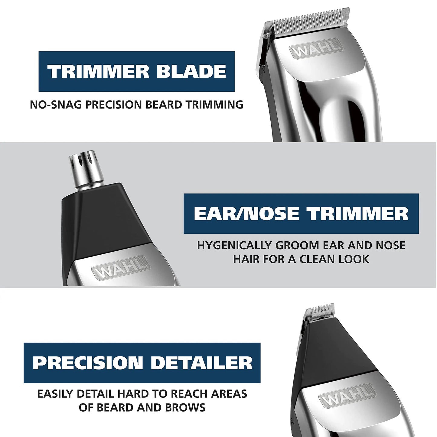 Wahl USA Beard Trimmer Rechargeable Lithium Ion All in One Beard Trimmer for Men with Detail and Ear & Nose Hair Trimmer Attachment – Model 9854-600B My Store