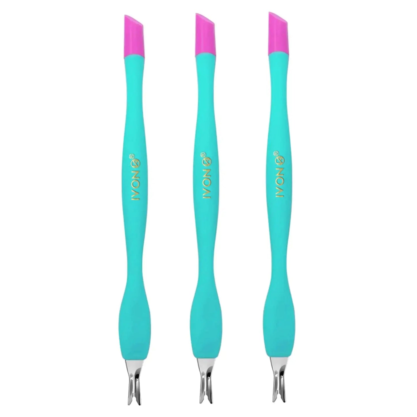 IVON 3pcs Cuticle Trimmer Pusher, Rubber Tip Soft on Nail Bed Green My Store