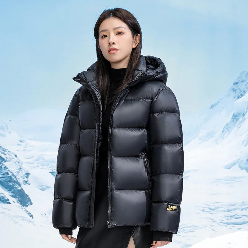 Winter Black Gold Down Jacket Couple Style WEM Support (www.WEM.support)