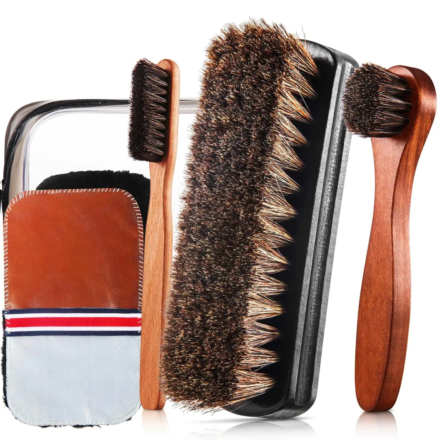 6 Pcs Horsehair Shine Shoes Brush Kit Polish Dauber Applicators Cleaning Leather Shoes Boots Care Brushes Suede Cleaner Brush with Microfiber Shoe Gloves(6 Pcs Style E) 6 Pcs Style E My Store