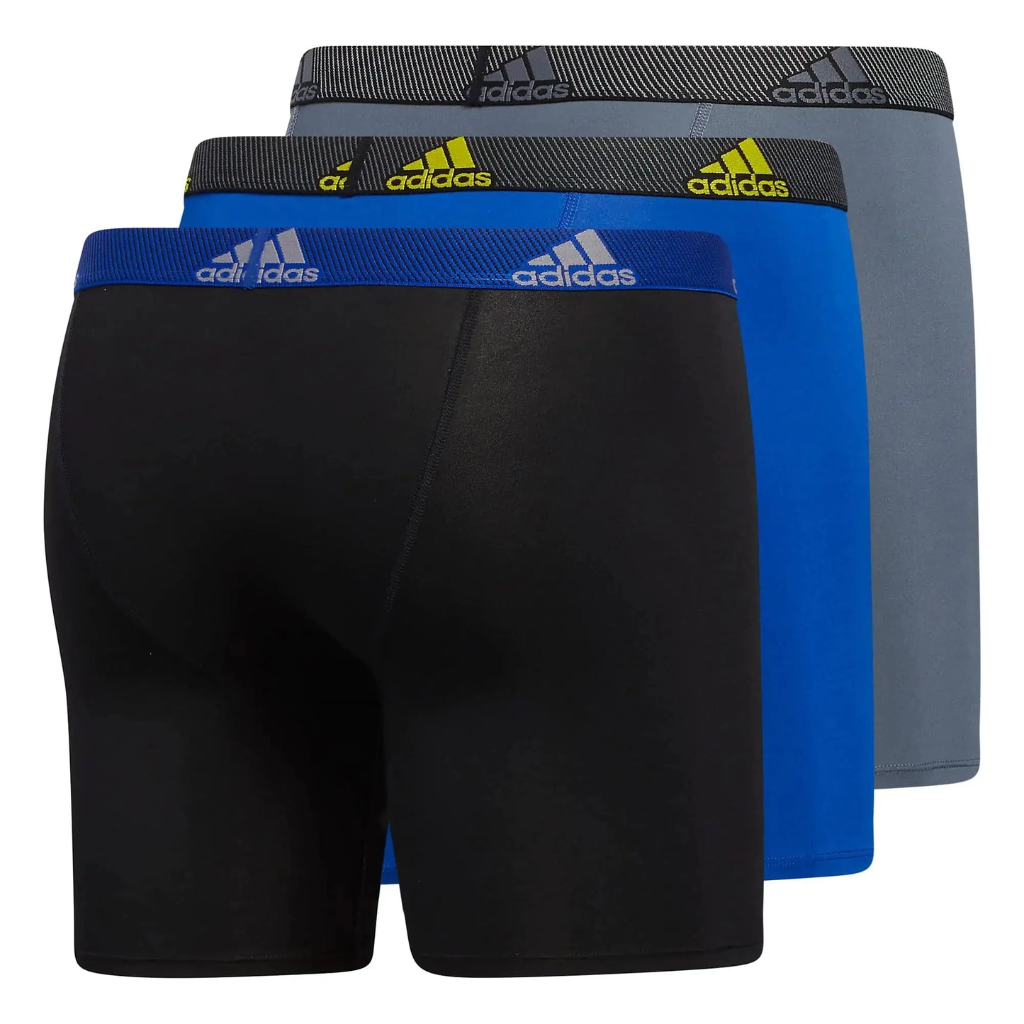 adidas Men's Athletic Fit Microfiber Boxer Brief Underwear (3 Pack) Medium Black/Team Royal Blue/Impact Yellow My Store