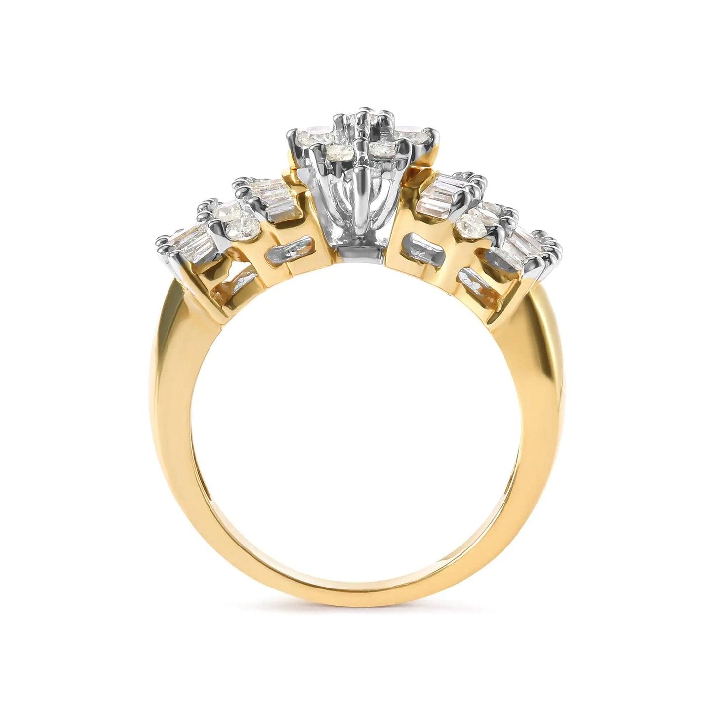 10K Yellow Gold 1.00 Cttw Diamond Starburst Ring Band (H-I Color, I1-I2 Clarity) WEM Support (www.WEM.support)