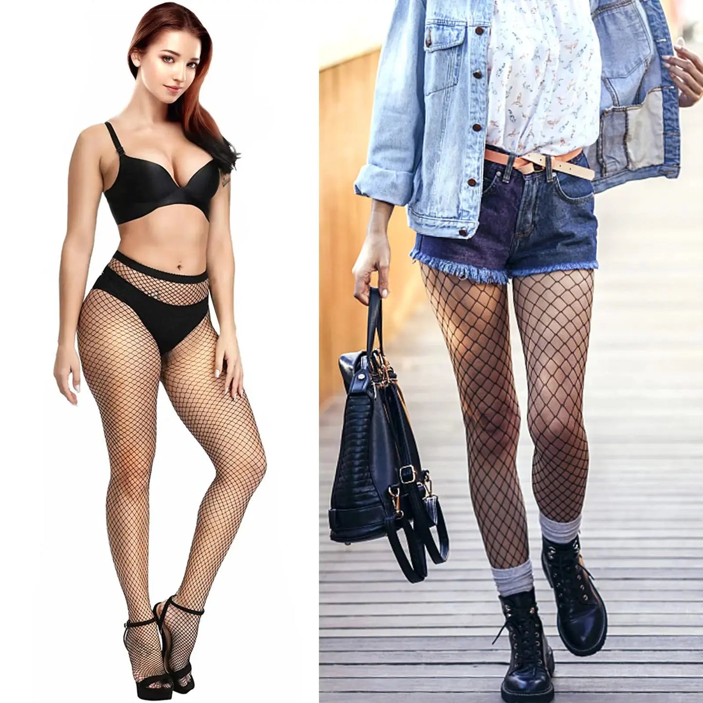 Buauty Fishnet Stockings for Women, High Waisted Fishnet Tights Black Fishnets for Halloween One Size Black-6pcs My Store