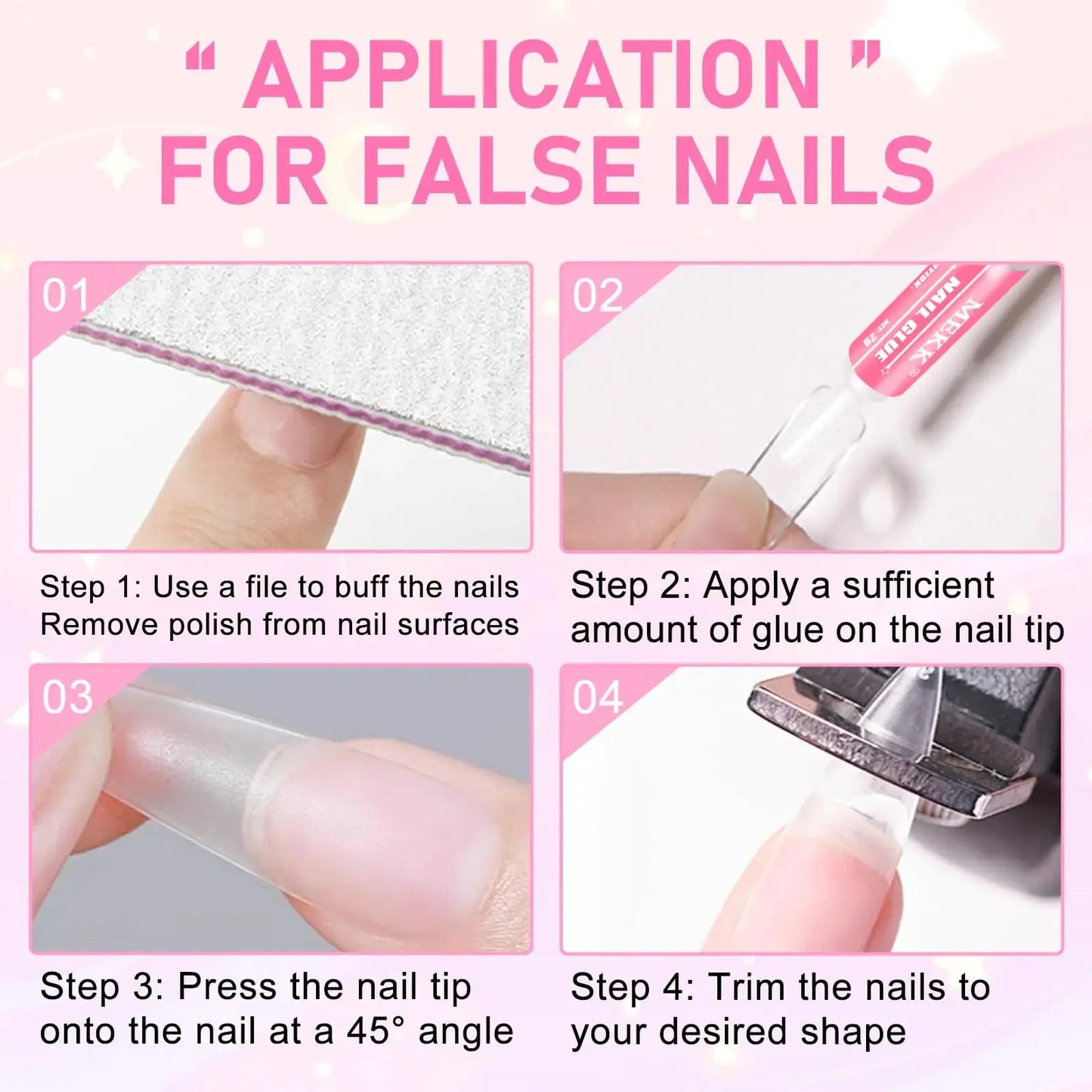 MEKK Nail Glue,Super Strong Nail Glue for Acrylic Nails,Long Lasting Nail Glue for Press Ons,Professional Nail Tip Glue Nail Tech Supplies Adhesive Press On Nail Glue for Nail Tips 0.07OZ/PCS(24PCS) B-Pink My Store