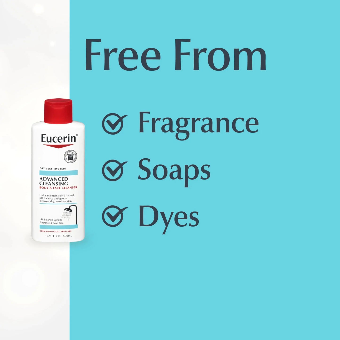 Eucerin Advanced Cleansing Body and Face Cleanser, PH-Balanced, Gentle Face and Body Wash for Normal to Dry, Sensitive Skin, Free of Soap, Fragrances, Dyes and Parabens, 16.9 Fl Oz Bottle Eucerin Gentle Cleansing Wash My Store