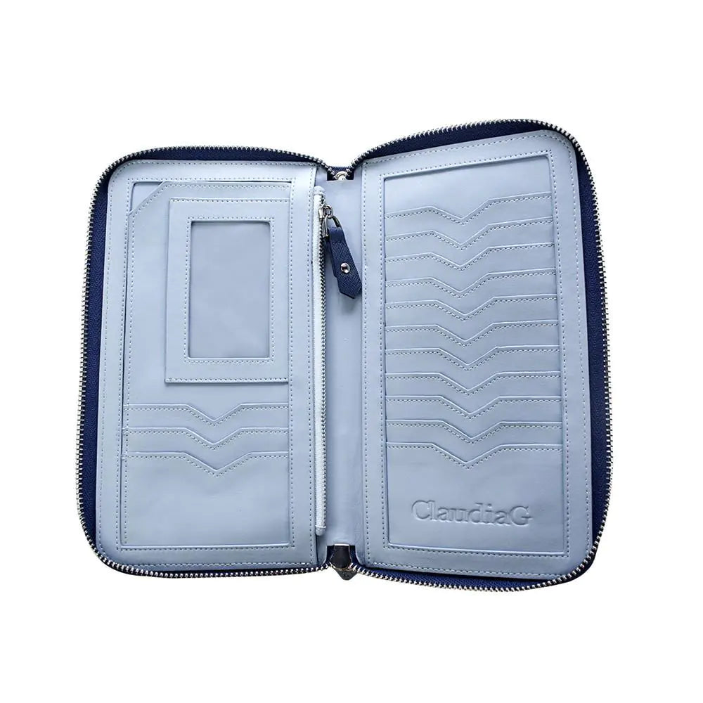 Lotus Leather Wallet-Sapphire/Charcoal WEM Support (www.WEM.support)