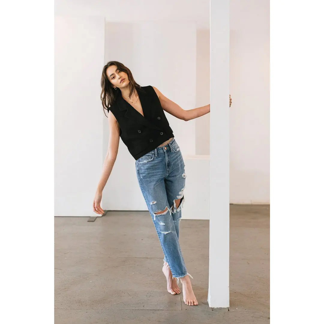 Distressed Mom Jeans WEM Support (www.WEM.support)