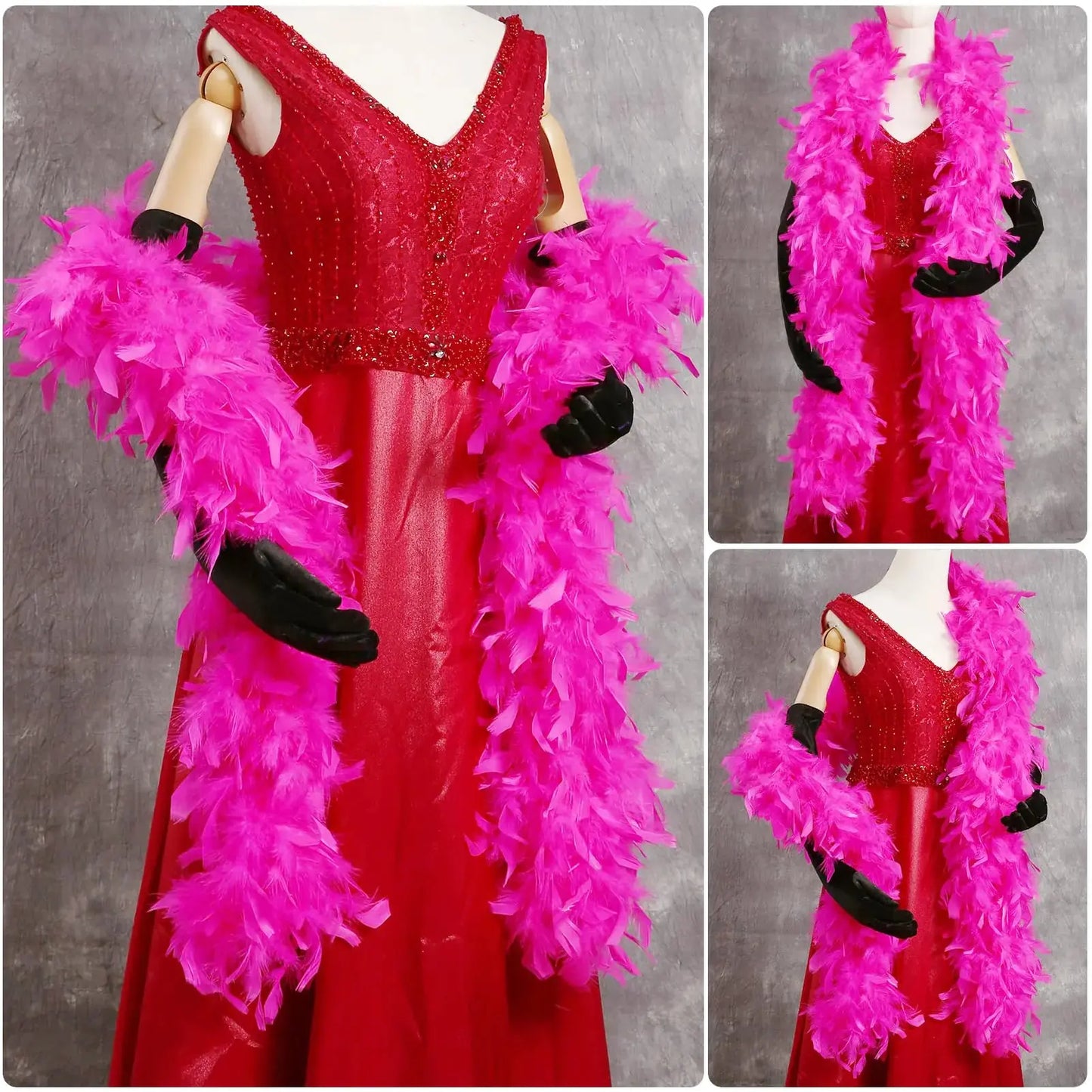 THARAHT 19 Color- 40/60/100g 2Yard Chandelle Feather Boa Dancing Wedding Party Halloween Costume Decoration Feathers boa 40g Hot Pink My Store