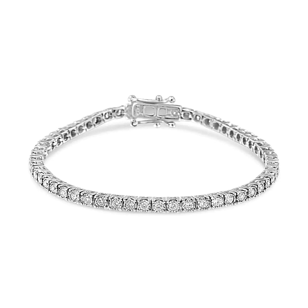 14K White Gold 2.0 Cttw Miracle Set Round-Cut Lab Grown Diamond Illusion 7" Tennis Bracelet (F-G Color, VS2-SI1 Clarity) WEM Support (www.WEM.support)