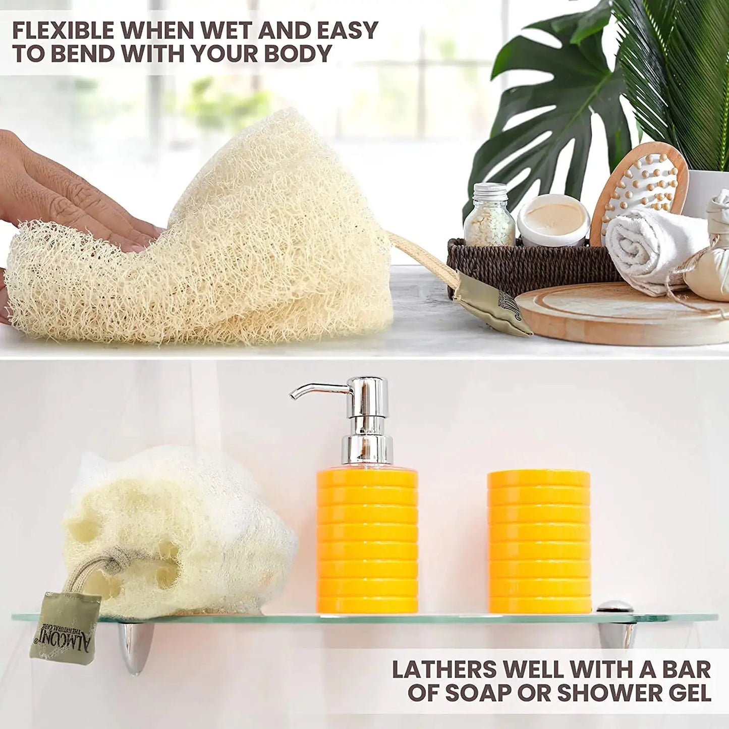 Almooni Egyptian Loofah Exfoliating Body Scrubber, Natural Real Egyptian Shower Loofah Sponge Body Scrubber for Women and Men, for Body and Face That Will Get You Clean - 2 Count (1 Pack) 2 Count (Pack of 1) My Store