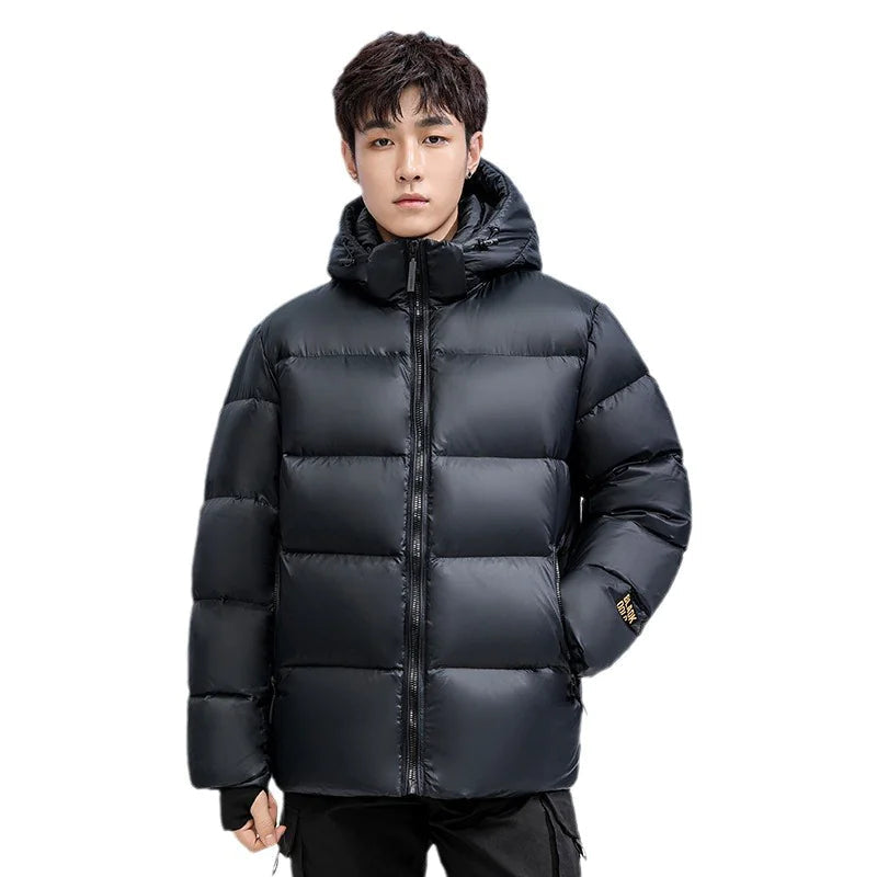 Winter Black Gold Down Jacket Couple Style WEM Support (www.WEM.support)