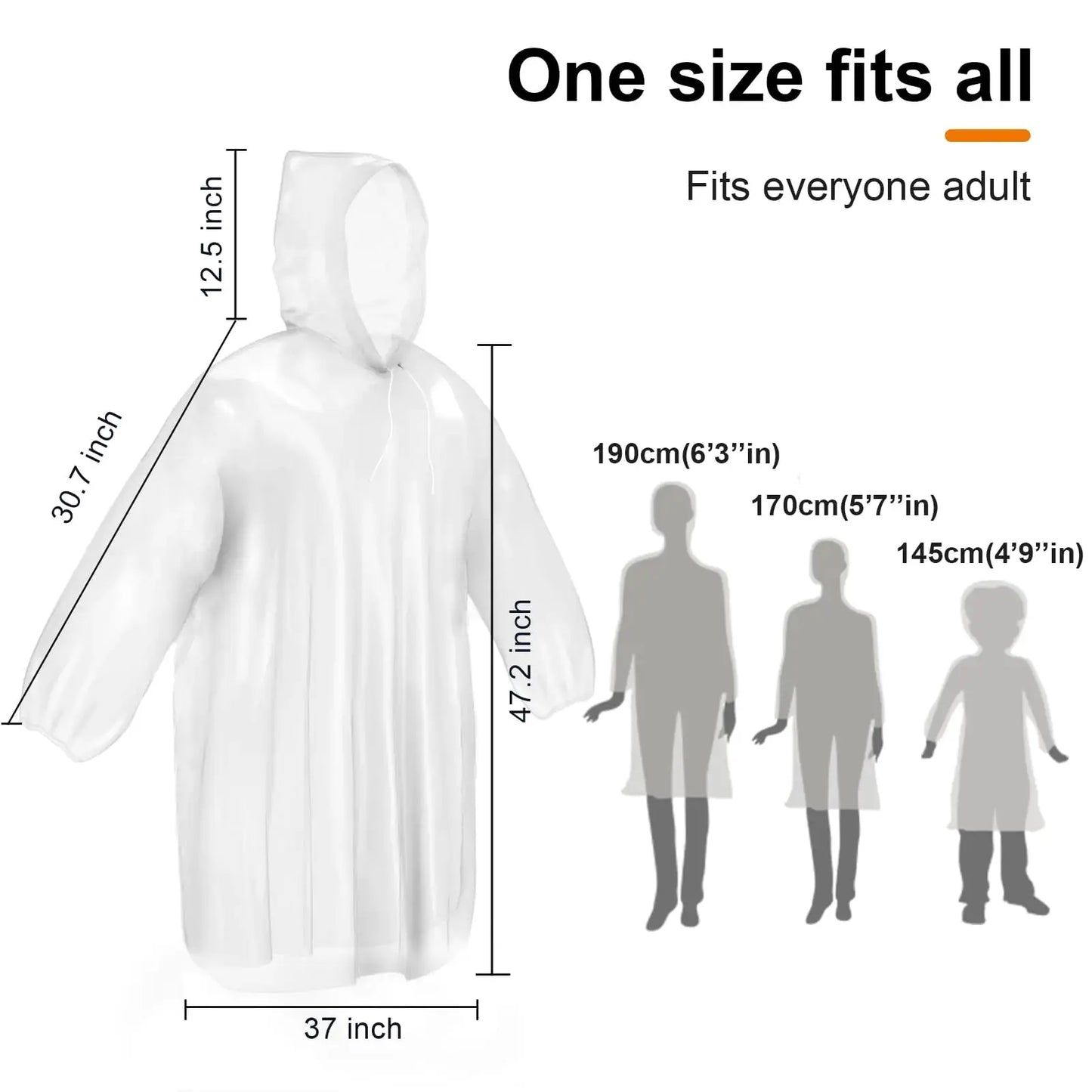 ALBRY Disposable Rain Ponchos for Adults with Drawstring Hood - Emergency Rain Ponchos Family Pack for Women and Men,Clear One Size 3 Pack My Store