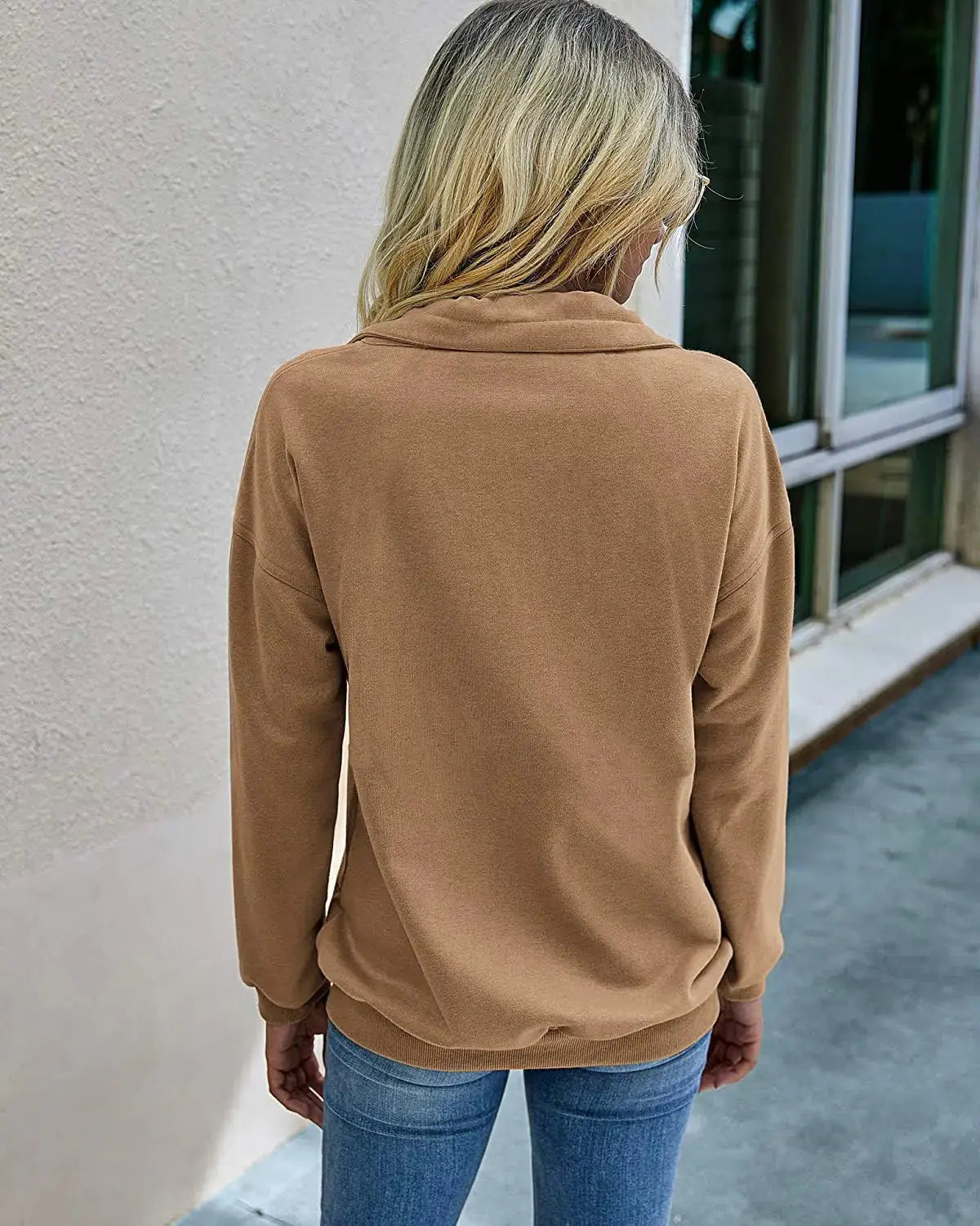 PRETTYGARDEN Women's Casual Long Sleeve Lapel Zipper Sweatshirt Drawstring Loose Pullover Tops Coffee X-Large My Store