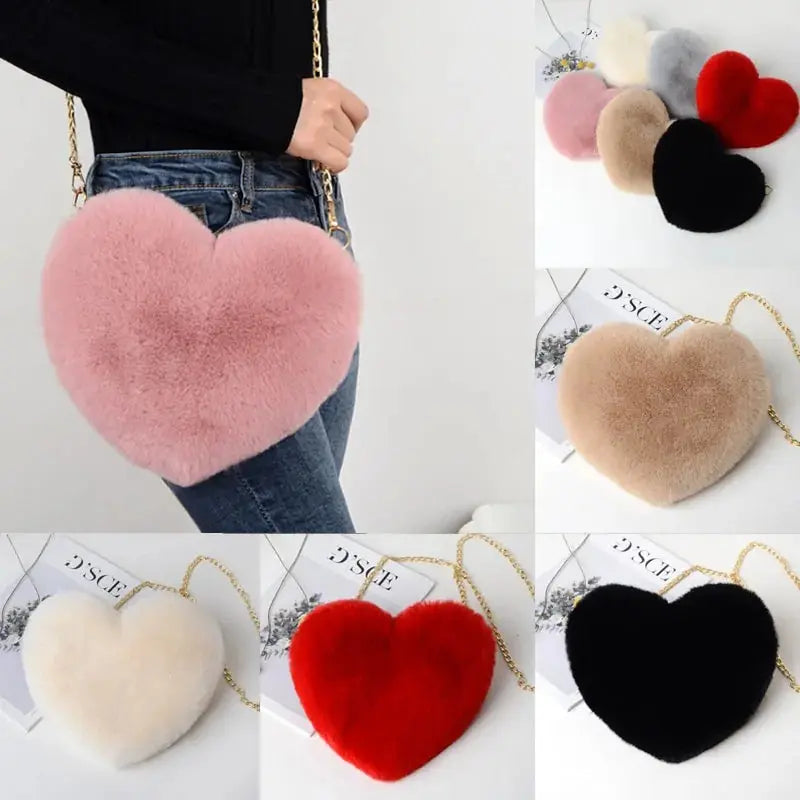 Heart Shaped Faux Fur Crossbody Wallet Crafted from high-quality faux fur, this wallet is soft to the touch and luxurious to look at. My Store