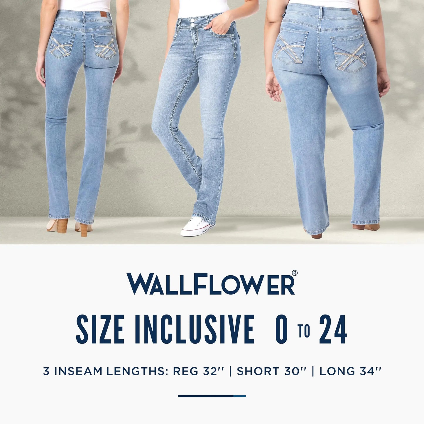 WallFlower Women's Luscious Curvy Bootcut Mid-Rise Insta Stretch Juniors Jeans Standard 5 Betsy My Store