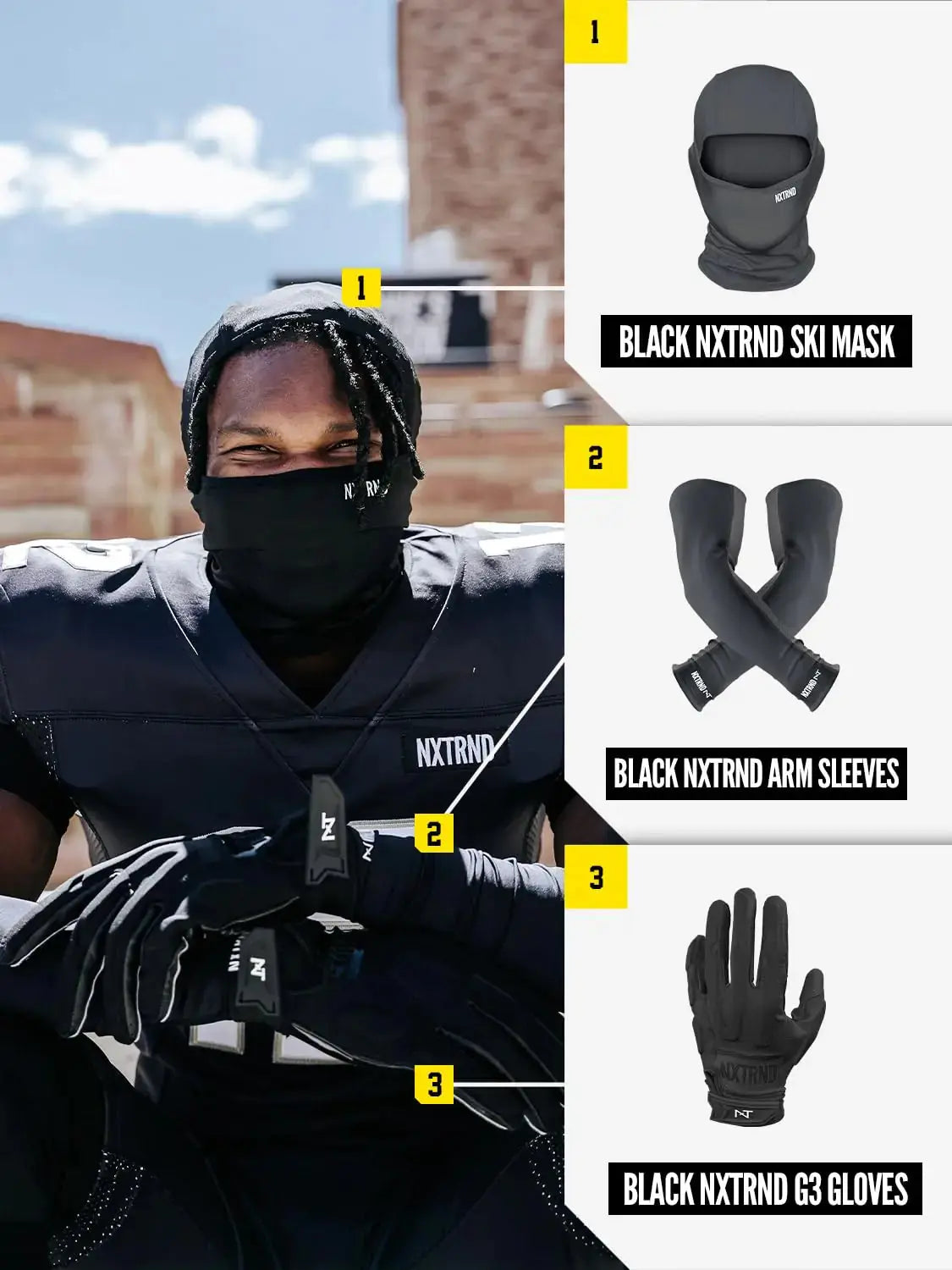 Nxtrnd Football Ski Mask, Shiesty Mask, Cooling Sports Balaclava One Size Black My Store