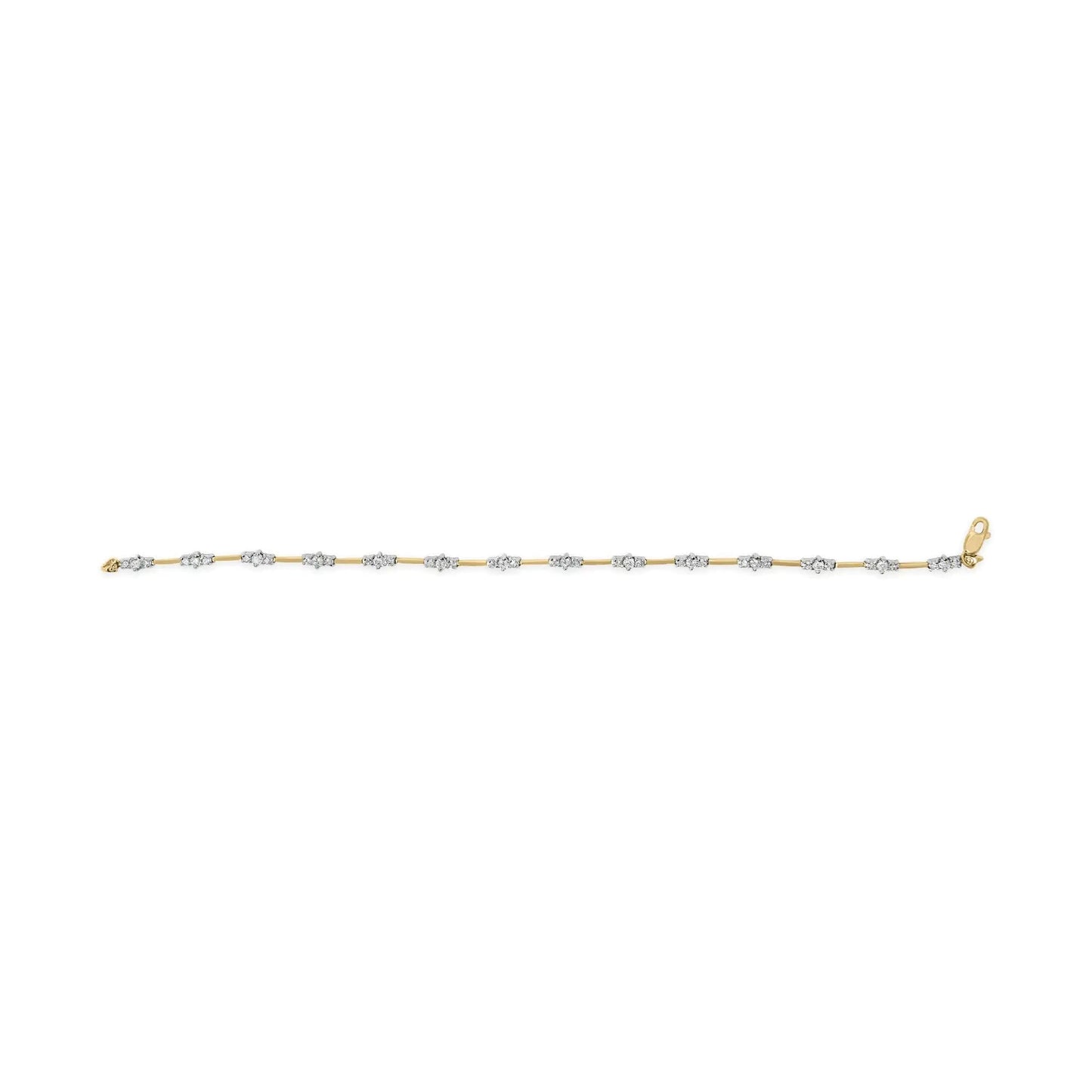 10K Yellow Gold 1.00 Cttw Diamond 3 Stone 7" Tennis Bracelet (H-I Color, I2-I3 Clarity) WEM Support (www.WEM.support)