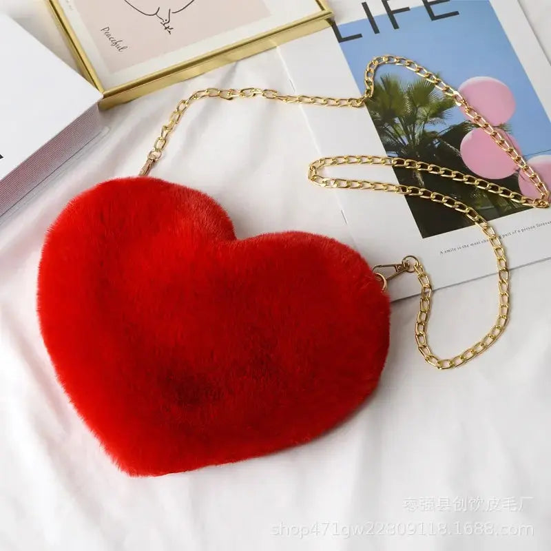 Heart Shaped Faux Fur Crossbody Wallet Crafted from high-quality faux fur, this wallet is soft to the touch and luxurious to look at. My Store