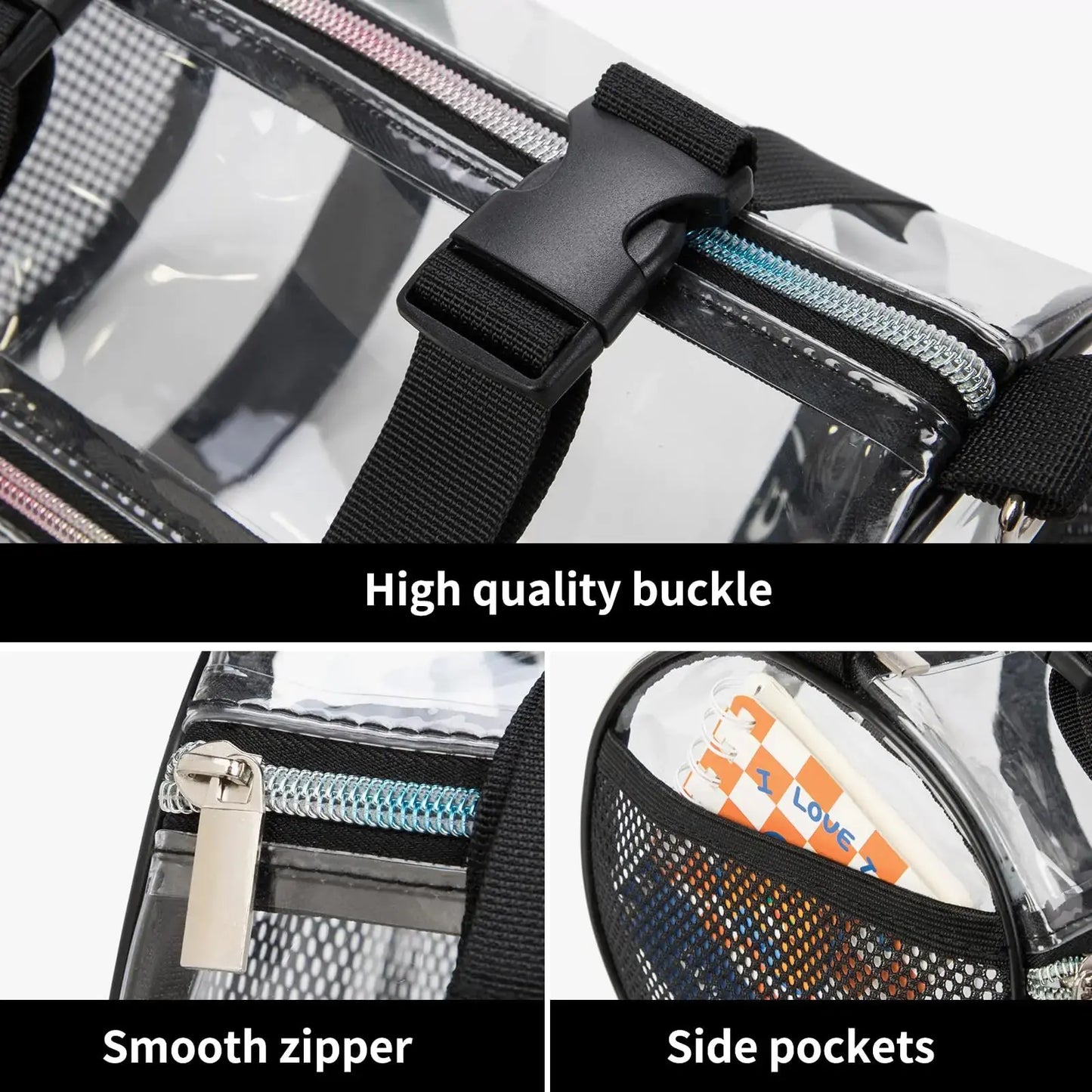 Clear Crossbody Purse Bag - Stadium Approved Concerts Bag Bucket Clear Bag 12"×12"×6" My Store