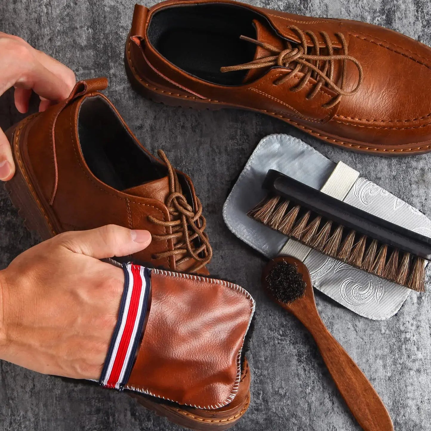 6 Pcs Horsehair Shine Shoes Brush Kit Polish Dauber Applicators Cleaning Leather Shoes Boots Care Brushes Suede Cleaner Brush with Microfiber Shoe Gloves(6 Pcs Style E) 6 Pcs Style E My Store