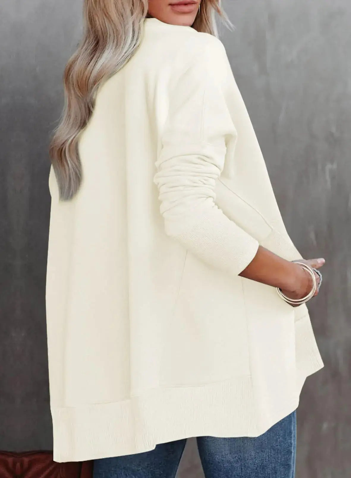 Dokotoo Women's Casual Oversized Half Zip Sweatshirts Long Sleeve Solid Color Pullover Jackets with Pockets Medium Beige My Store