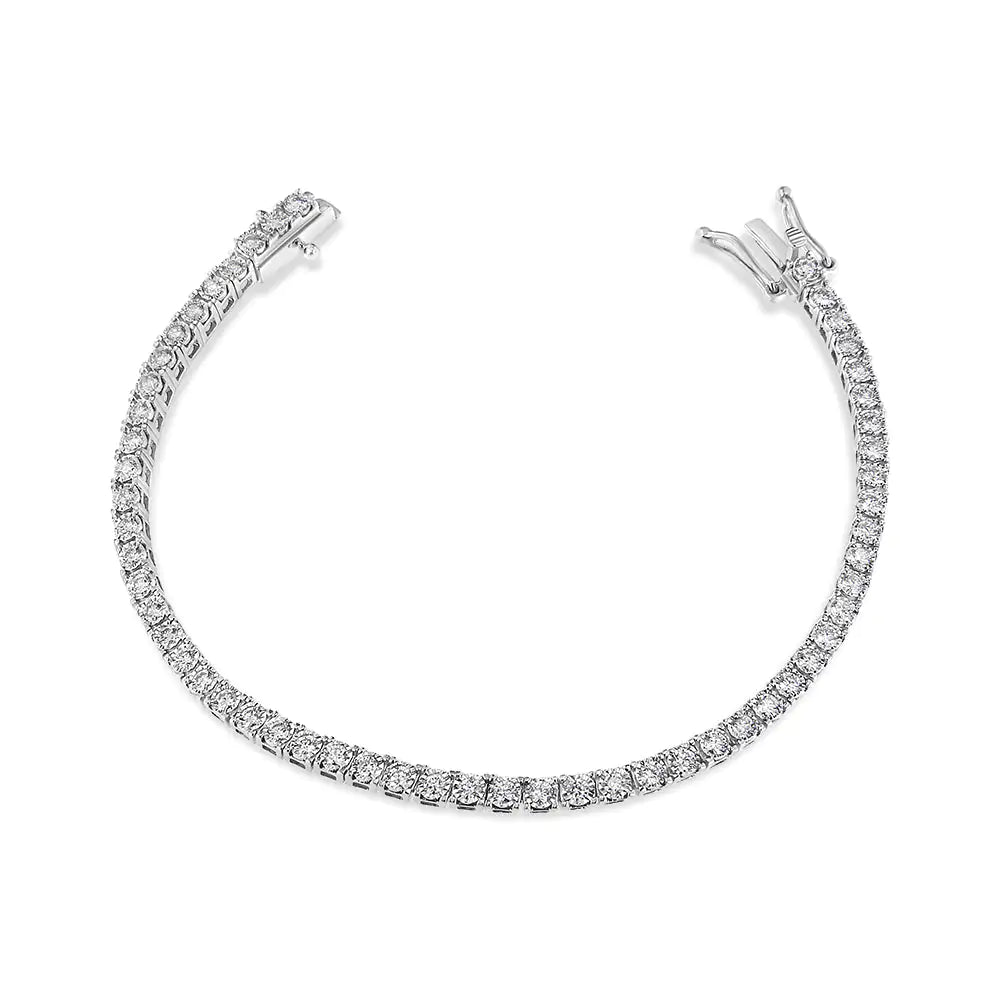 14K White Gold 2.0 Cttw Miracle Set Round-Cut Lab Grown Diamond Illusion 7" Tennis Bracelet (F-G Color, VS2-SI1 Clarity) WEM Support (www.WEM.support)