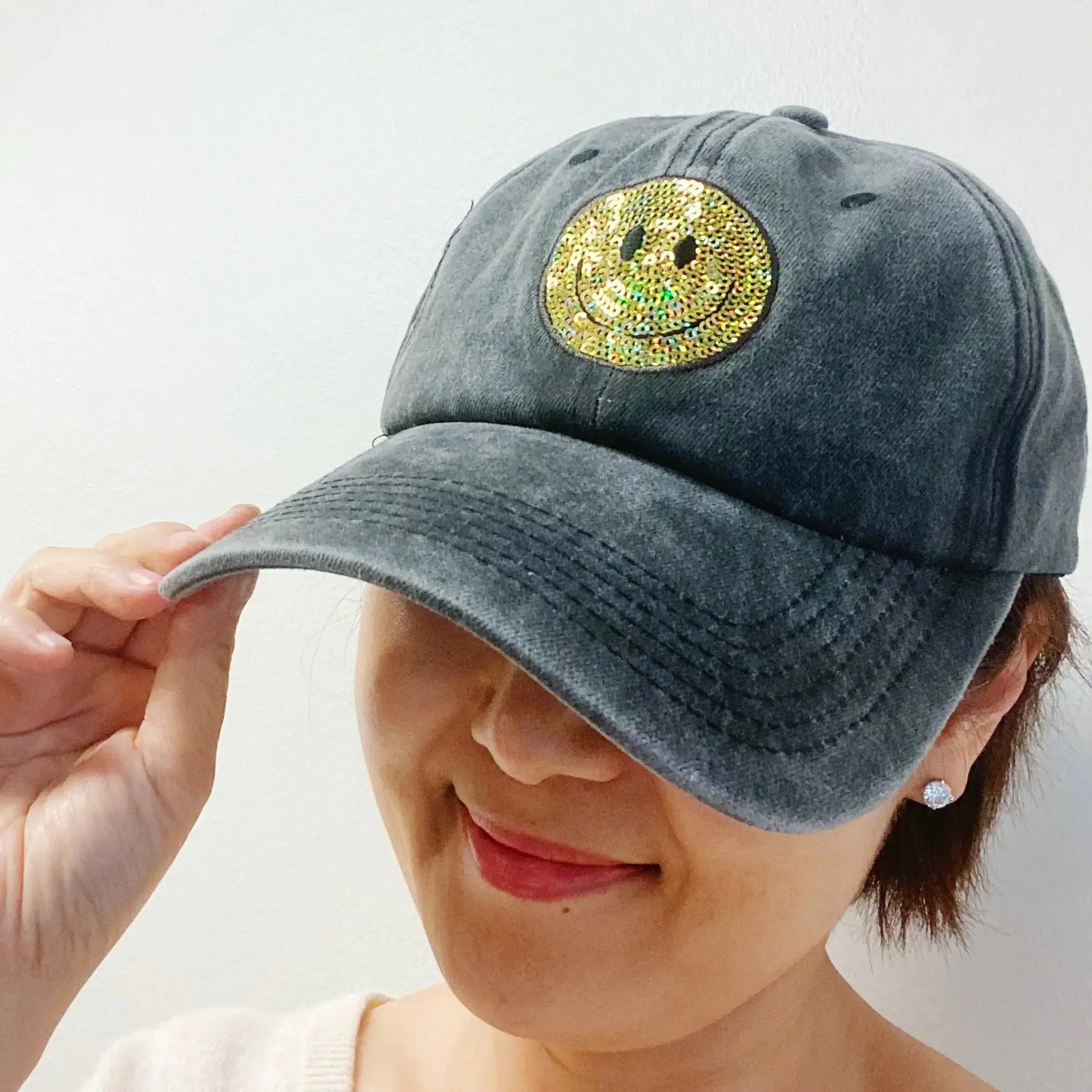 Sequin Patch Happy Ball Cap My Store