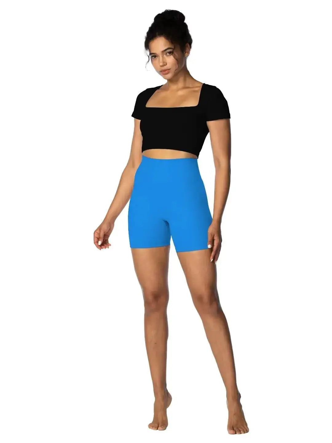 Sunzel Women's Hidden Butt Scrunch Shorts, High Waisted Biker Shorts, Gym Workout Yoga Running Shorts with Tummy Control 6" Inseam X-Small Classic Blue My Store