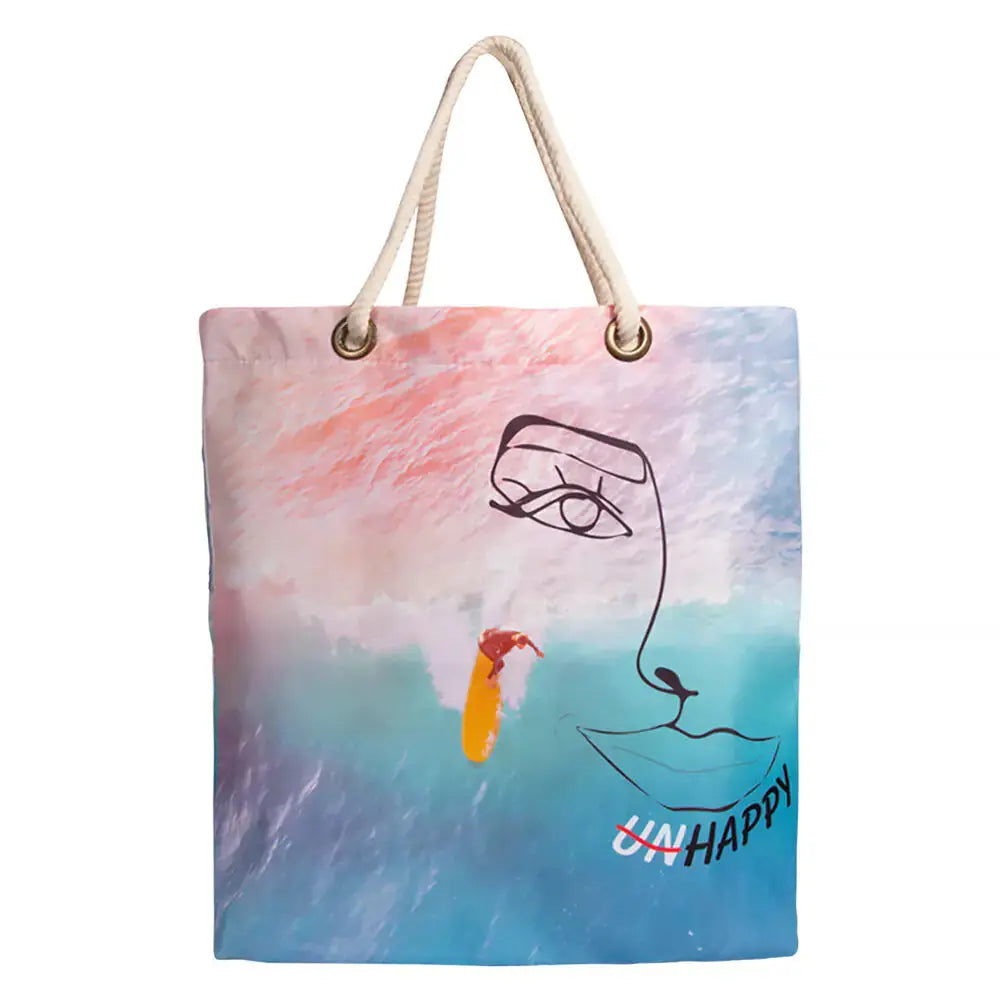 Biggdesign Faces Happy Beach Bag My Store