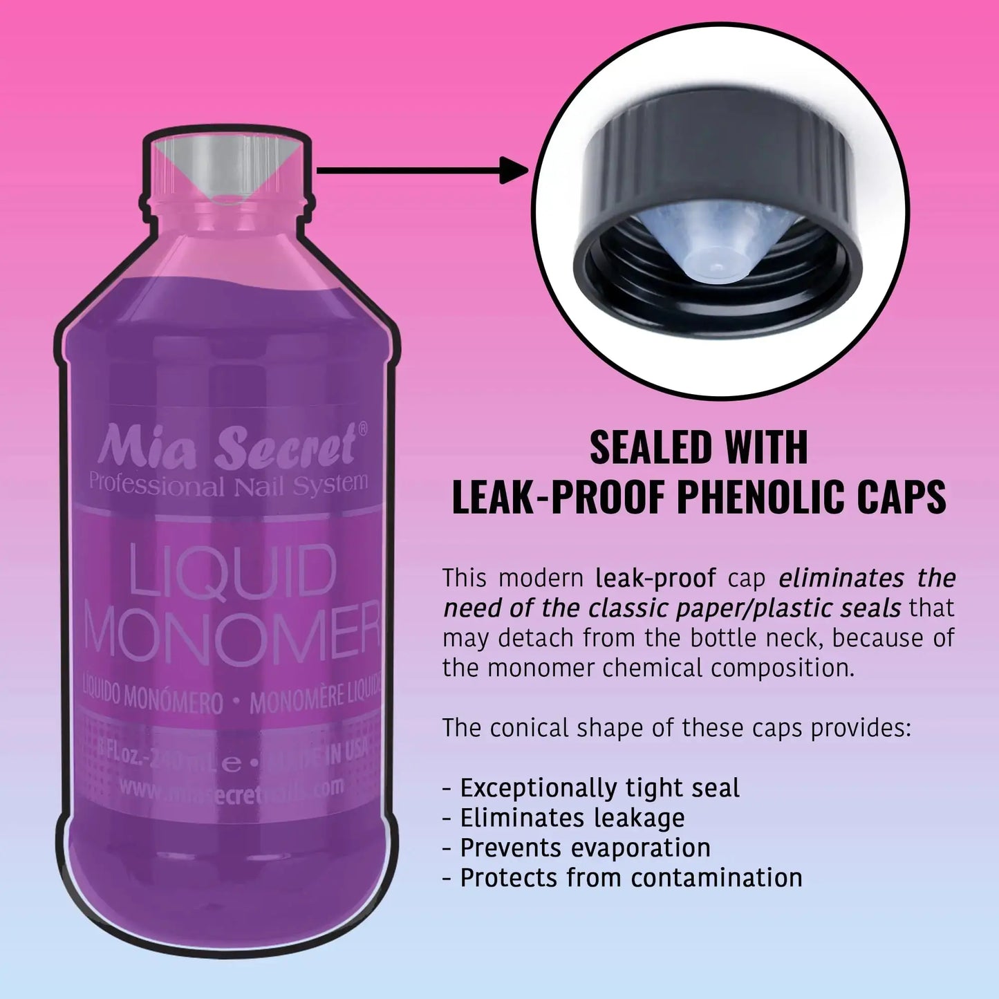 Mia Secret 8 oz / 240ml LIQUID MONOMER PROFESSIONAL ACRYLIC NAIL SYSTEM My Store
