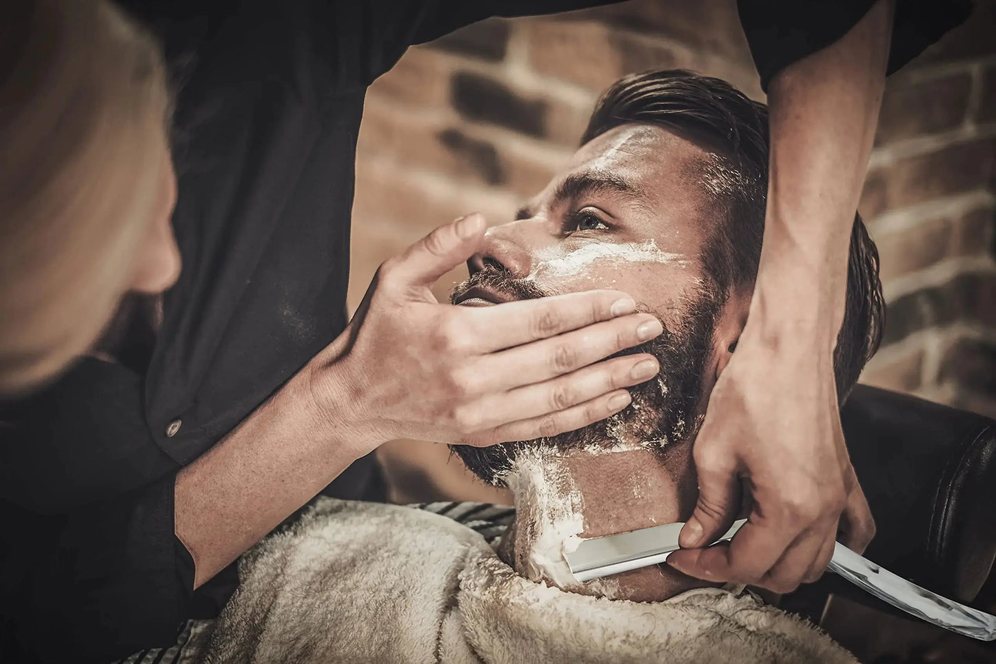 100 BLADES + Facón Professional Marble Straight Edge Barber Razor - Salon Quality Cut Throat Shavette The Crusader My Store