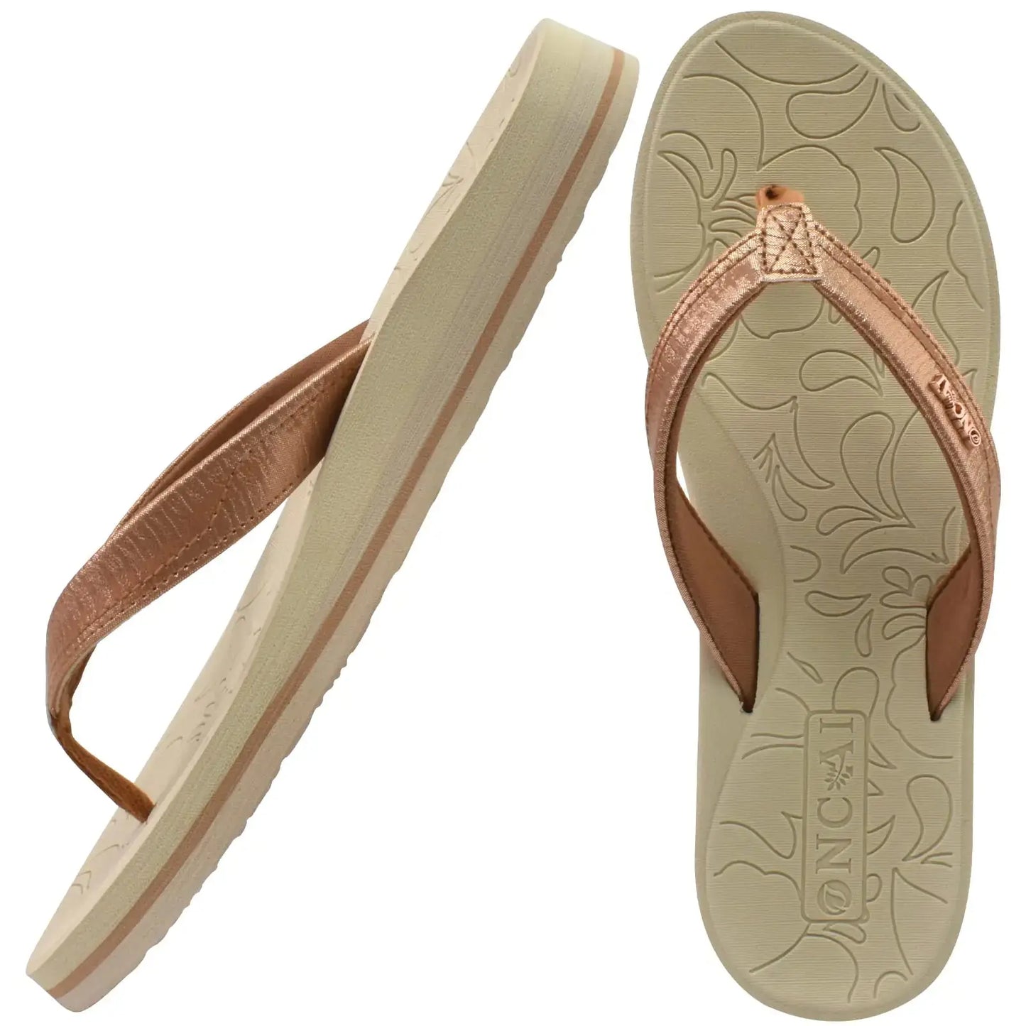 ONCAI Flip Flops For Women Comfortable Yoga Mat Comfortable Beach Thong Sandals With Arch Support 6.5 Khaki/White My Store