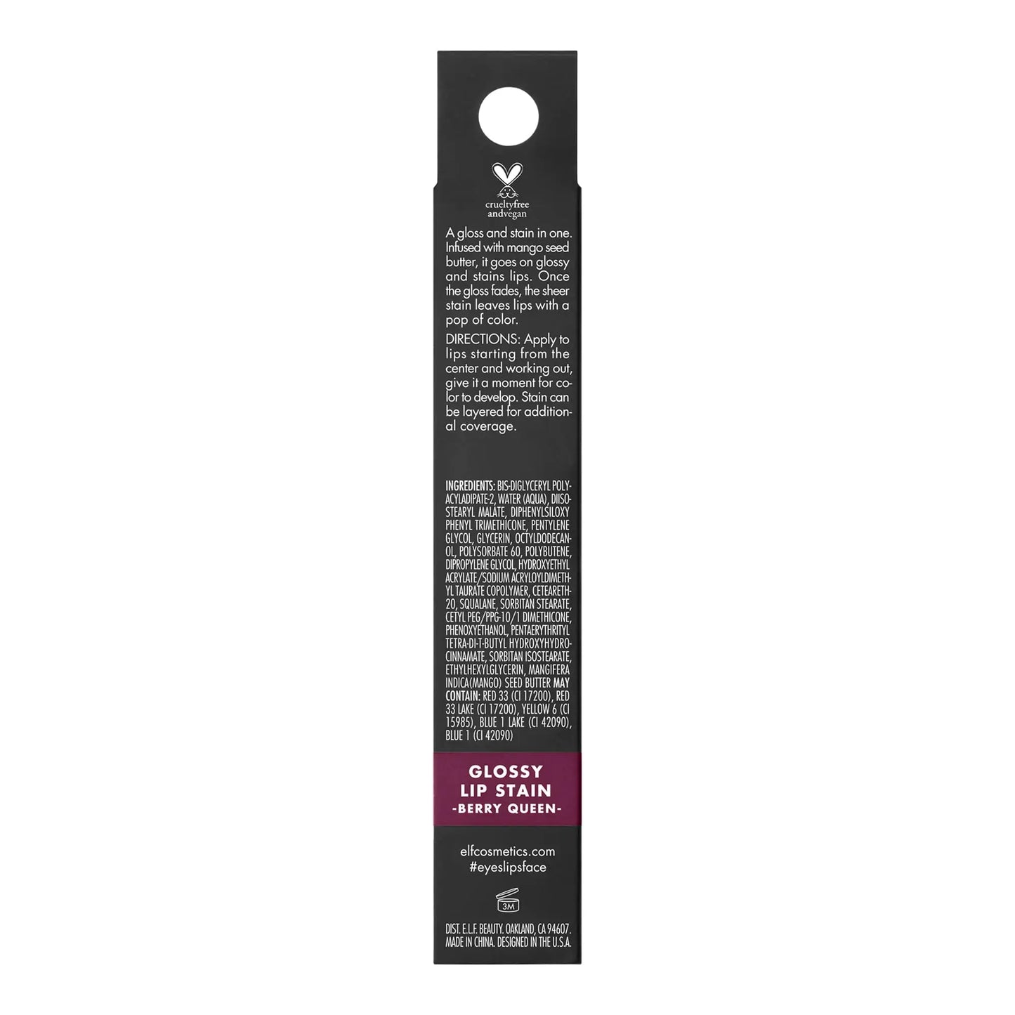 e.l.f. Cosmetics Glossy Lip Stain, Lightweight, Long-Wear Lip Stain For A Sheer Pop Of Color & Subtle Gloss Effect, Berry Queen 0.1 Ounce (Pack of 1) My Store