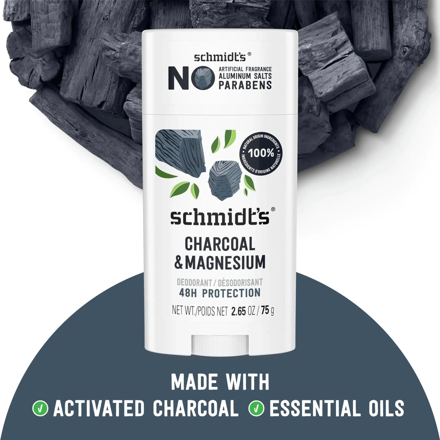Schmidt's Aluminum-Free Vegan Deodorant Charcoal & Magnesium with 24 Hour Odor Protection, 4 Count for Women and Men, Natural Ingredients, Cruelty-Free, 2.65 oz My Store