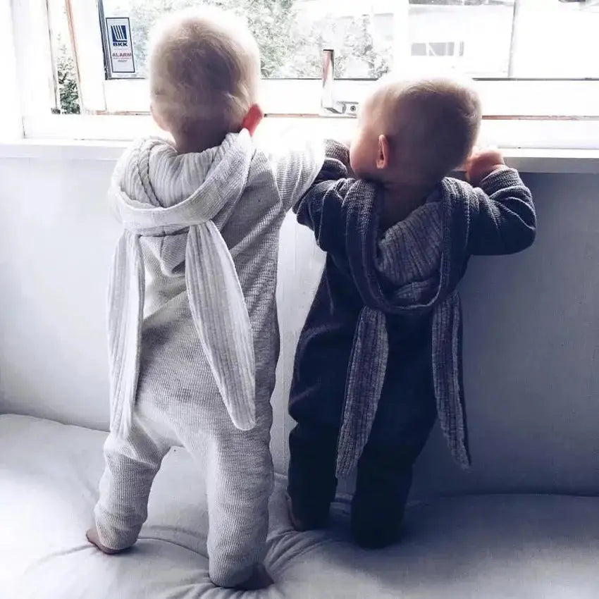 Rabbit Ear Hooded Baby Rompers these rompers are designed to keep your baby warm and stylish. The cute rabbit ear hood adds a fun and playful touch to the outfit, making it perfect for everyday wear or special occasions. Baby Rabbit Ear Rompers My Store