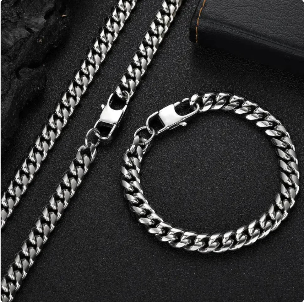Hip Hop Titanium Steel Cuban Chain Necklace WEM Support (www.WEM.support)