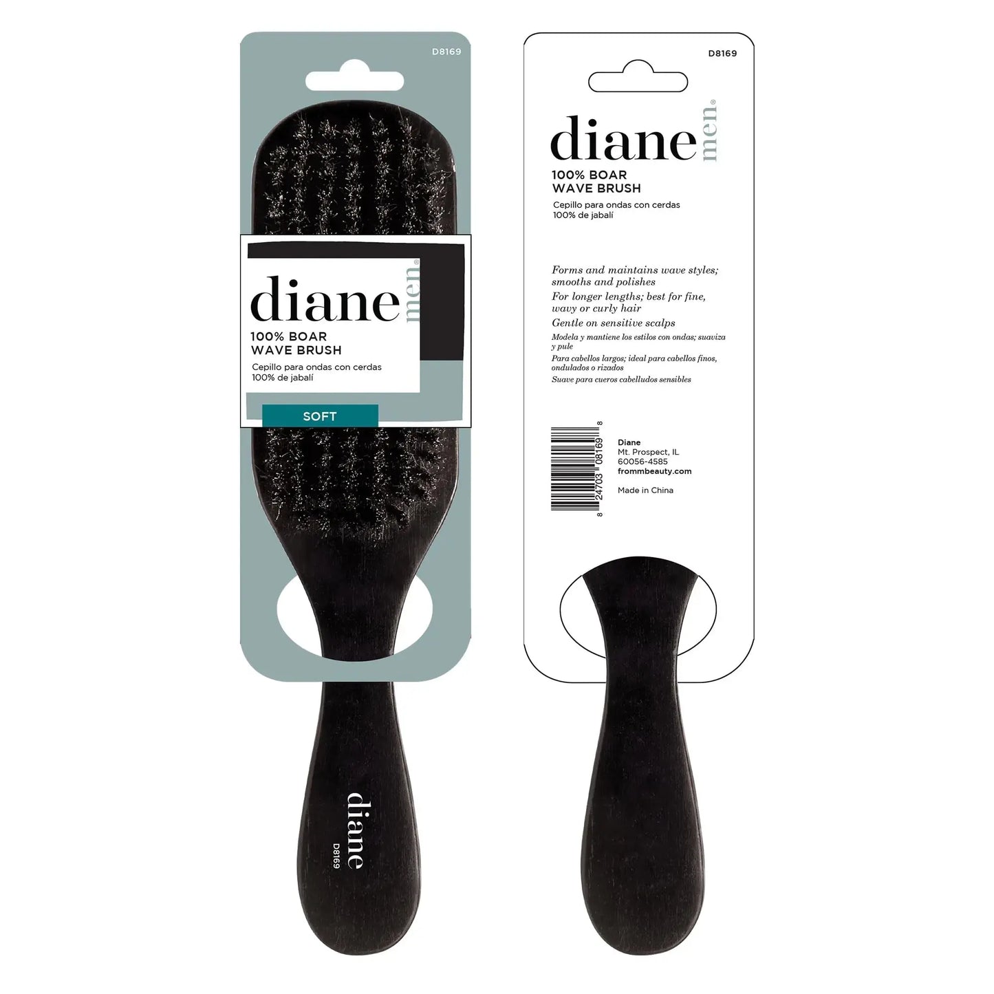 Diane Boar Bristle Brush for Men and Women - Fine to Medium Hair Styling, Wave Styles, Smoothing, Soft Scalp, Club Handle My Store