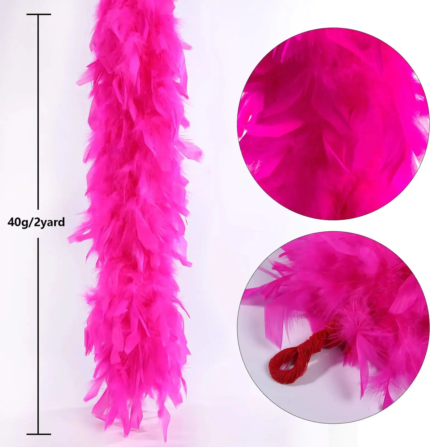 THARAHT 19 Color- 40/60/100g 2Yard Chandelle Feather Boa Dancing Wedding Party Halloween Costume Decoration Feathers boa 40g Hot Pink My Store