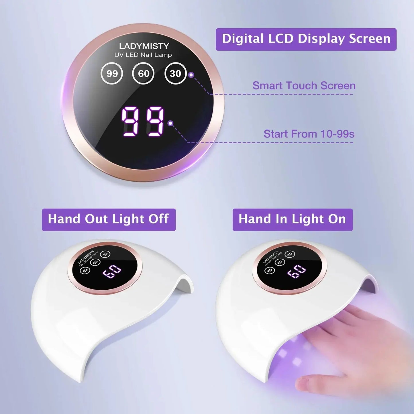 72W UV LED Nail Lamp Light Dryer for Nails Gel Polish with 18 Beads 3 Timer Setting & LCD Touch Display Screen, Auto Sensor, Professional Nails, White……… My Store