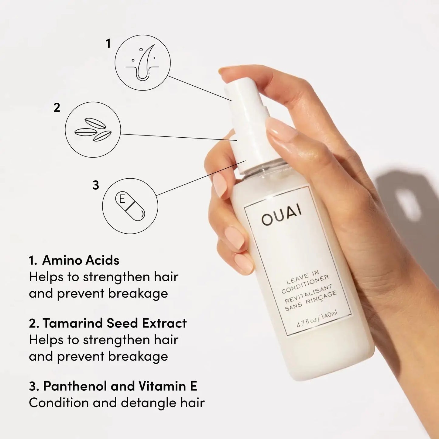 OUAI Leave In Conditioner & Heat Protectant Spray - Prime Hair for Style, Smooth Flyaways, Add Shine and Use as Detangling Spray - No Parabens, Sulfates or Phthalates (1.5 oz) 1.5 Fl Oz (Pack of 1) My Store