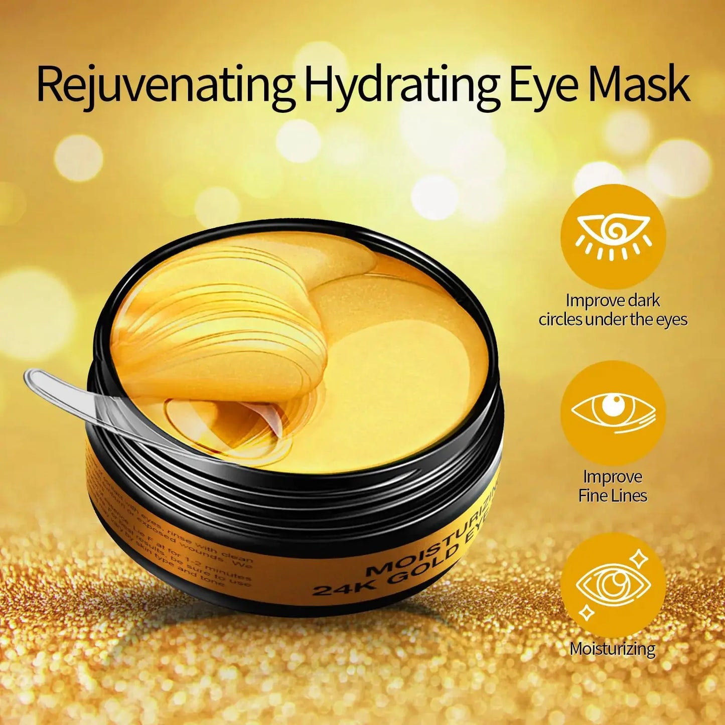 Tunbot Under Eye Patches - 60 Pieces - 24k Gold Eye Mask - Anti-Aging - Contains Collagen and Hyaluronic Acid - Removes Dark Circles, Puffiness and Wrinkles, Moisturizes - Home Beauty Chamomile My Store