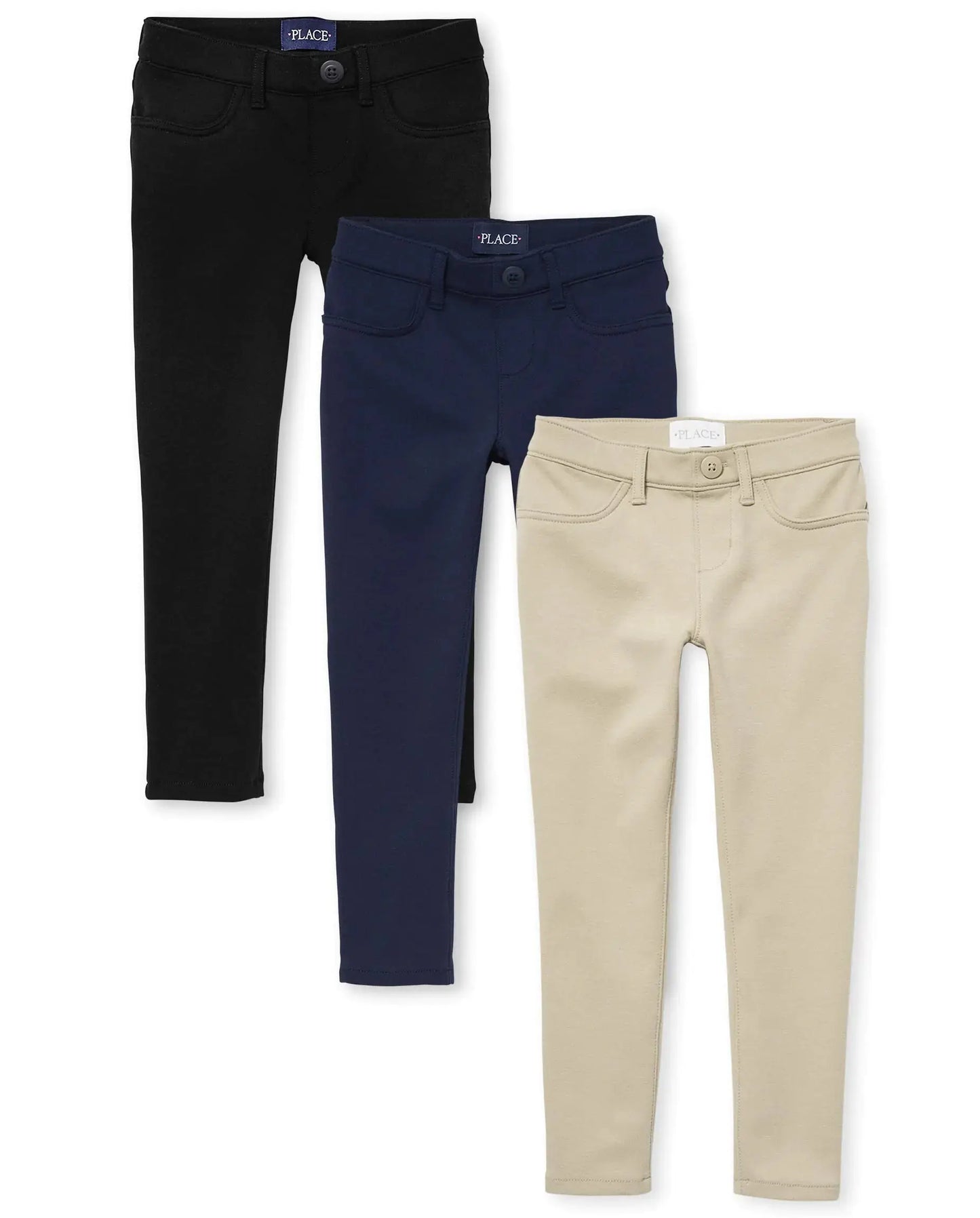 The Children's Place Girls' Ponte Knit Pull on Jeggings 18 Black/Sandy/Tidal 3-pack My Store
