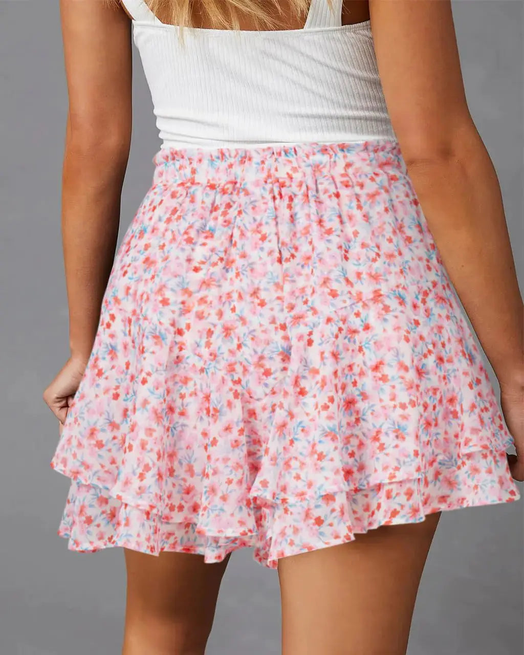 Flowy Shorts for Women Casual Boho Floral Skorts Ruffle Mini Skirts Running Tennis Butterfly Shorts Chiffon Shorts Large T Pink Green Floral My Store