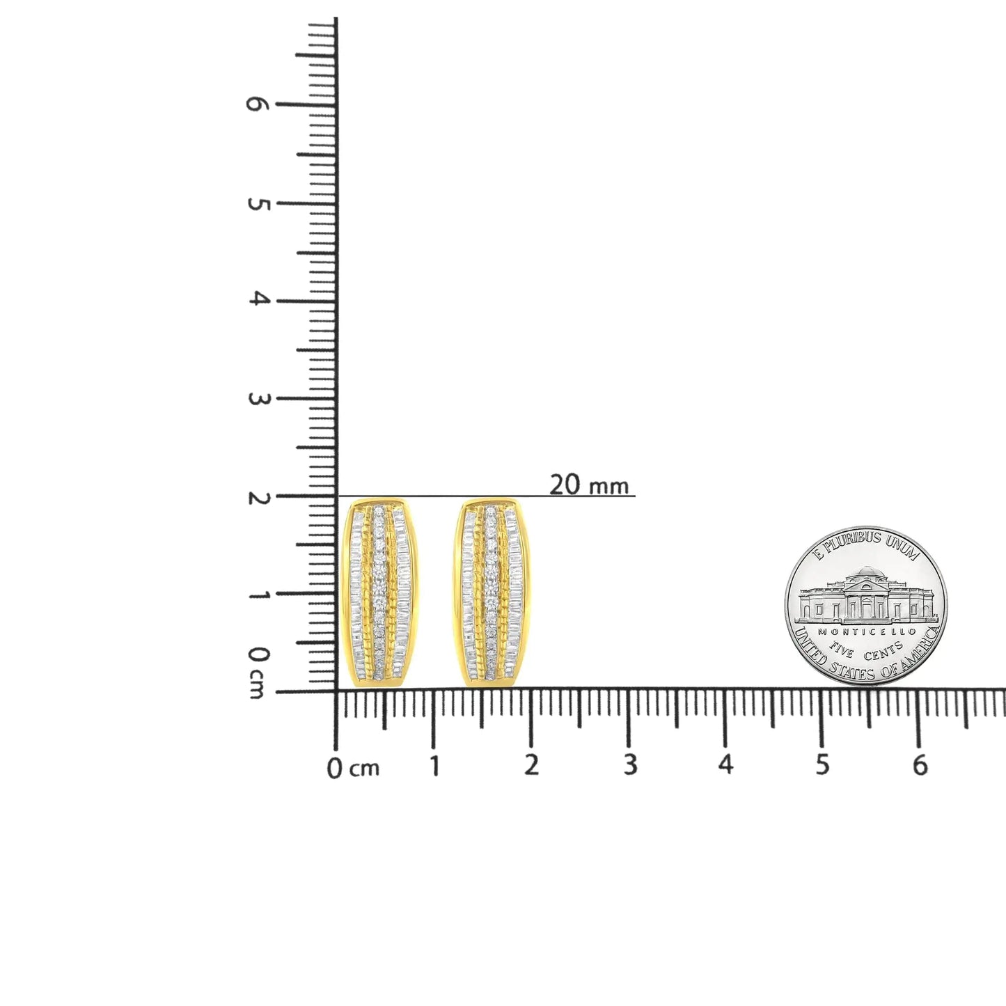 10K Yellow Gold 3/4 Cttw Pave and Channel Set Diamond Triple Row Modern Hoop Earrings (I-J Color, I2-I3 Clarity) WEM Support (www.WEM.support)