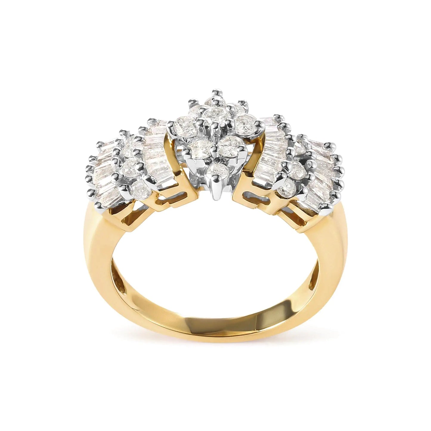 10K Yellow Gold 1.00 Cttw Diamond Starburst Ring Band (H-I Color, I1-I2 Clarity) WEM Support (www.WEM.support)