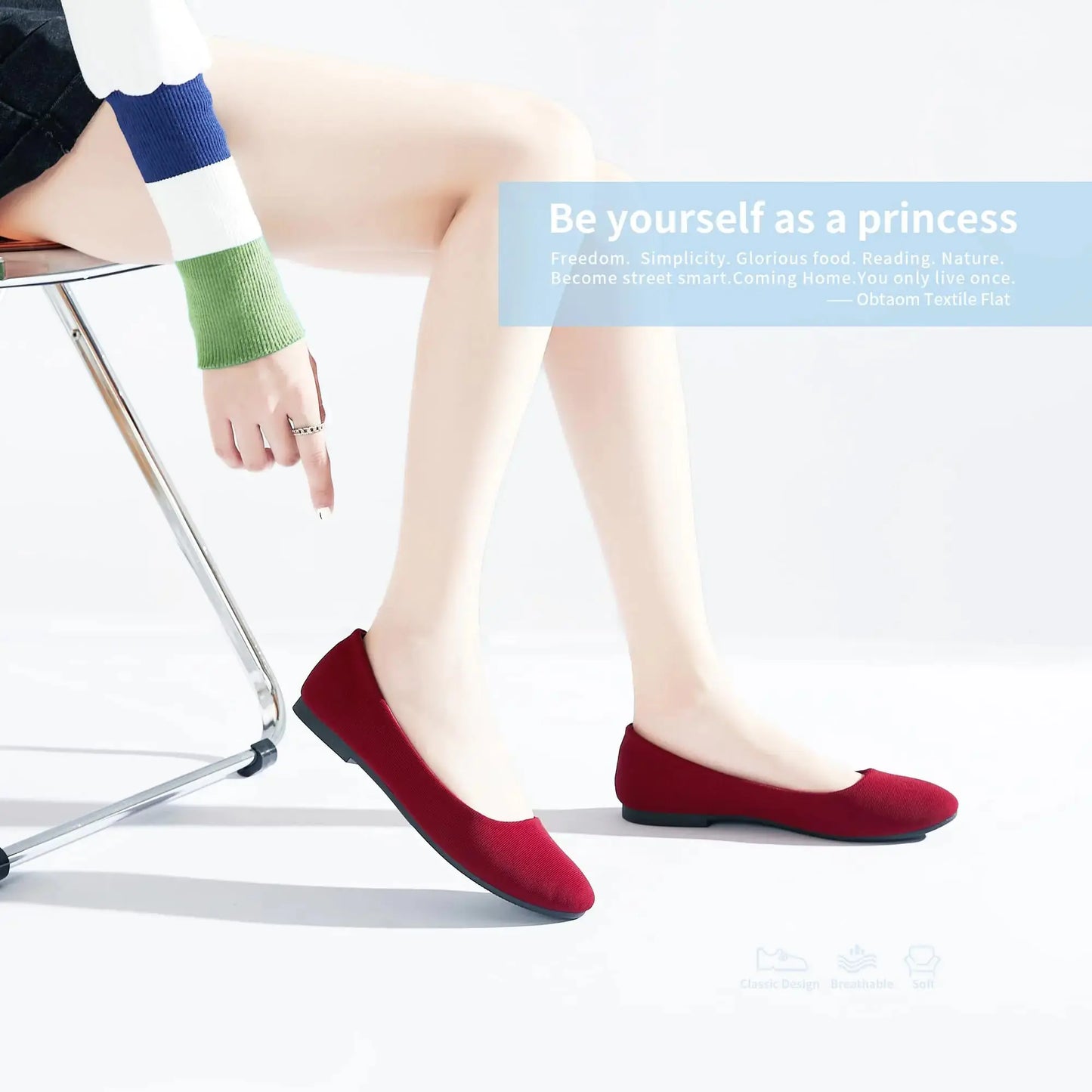 Obtaom Round Toe Women Flat Shoes Slip on Girls Dress Black Ballet Flats 5 Jujube My Store