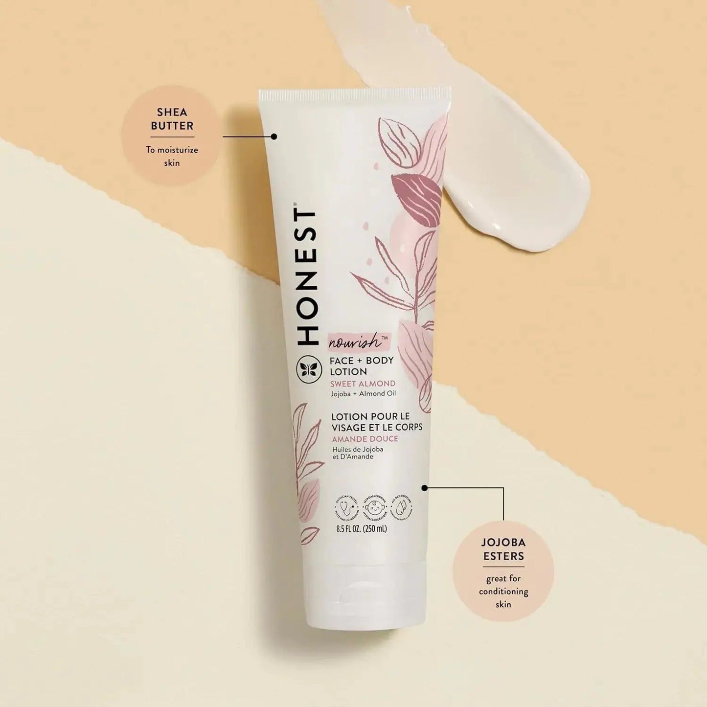 The Honest Company Hydrating Face + Body Lotion | Fast Absorbing, Naturally Derived, Hypoallergenic | Sweet Almond Nourish, 8.5 fl oz 8.5 Fl Oz (Pack of 1) My Store