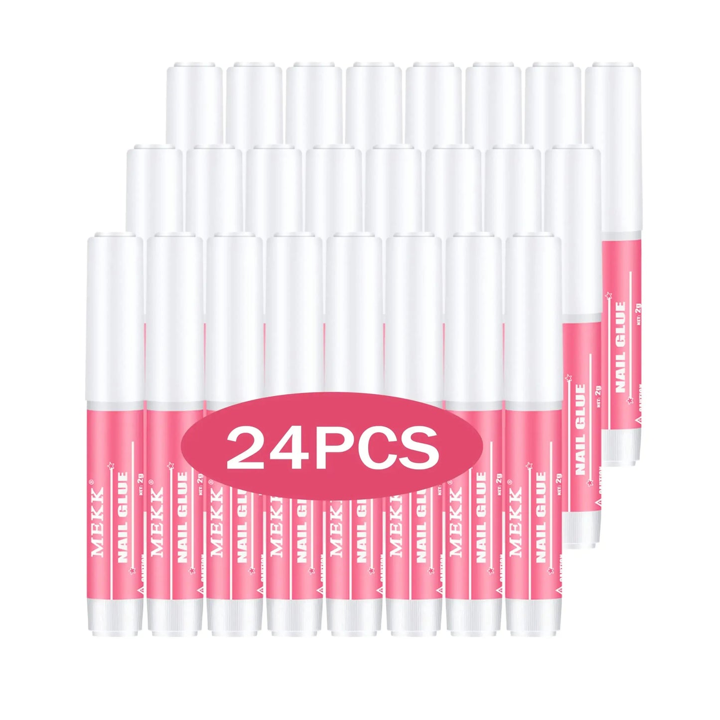 MEKK Nail Glue,Super Strong Nail Glue for Acrylic Nails,Long Lasting Nail Glue for Press Ons,Professional Nail Tip Glue Nail Tech Supplies Adhesive Press On Nail Glue for Nail Tips 0.07OZ/PCS(24PCS) B-Pink My Store